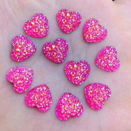 120PCS 12mm AB color Ore surface Design Flatback Resin Heart Stone Beads,Rhinestones Embellishment DIY Decoration-B263*3
