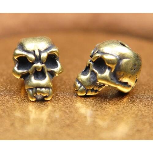 Punk Brass Skull Paracord Beads Charms for Bracelet Accessories Survival Pendant Metal Buckle for Pocket Knife Lanyard DIY Tools