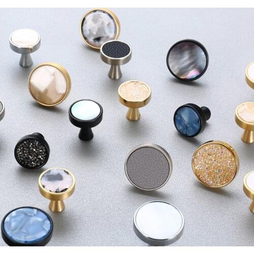 European Door Knobs and Handles for Kitchen Cabinet Zinc Alloy Furniture Handles Gold Cupboard Drawer Pulls Marble Vein