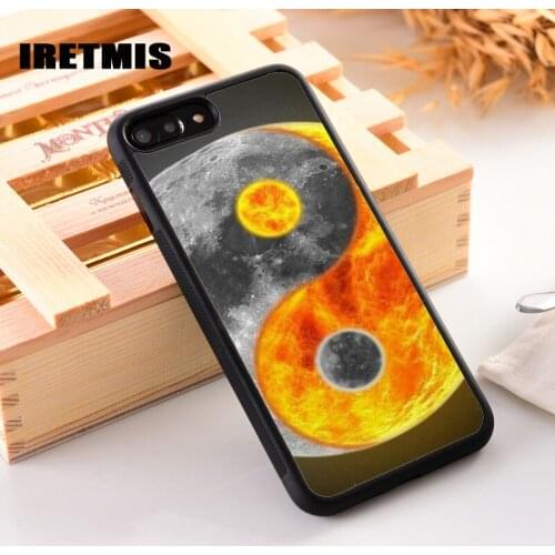 Iretmis Rubber Silicone Phone Cover Case For iPhone 6 6S 7 8 PLUS X XS XR 11 Pro Max Fiery Sun Mixed Icy Moon Yin And Yan Symbol