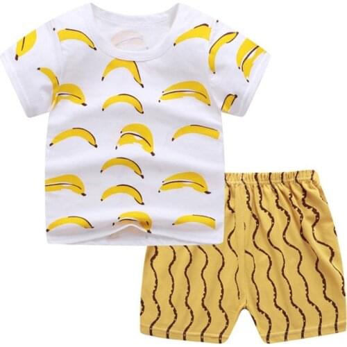 Baby Boy Summer Clothes Cartoon Outfit Short Sleeve Suit Cotton Girls Boys Clothing Toddler Sets Children Kids T-shirt for 1-5Y