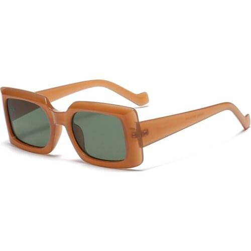 Fashion Square Women Sunglasses Metal Hinge Rectangle Retro Men UV400 Lens Green Black Sun Glasses