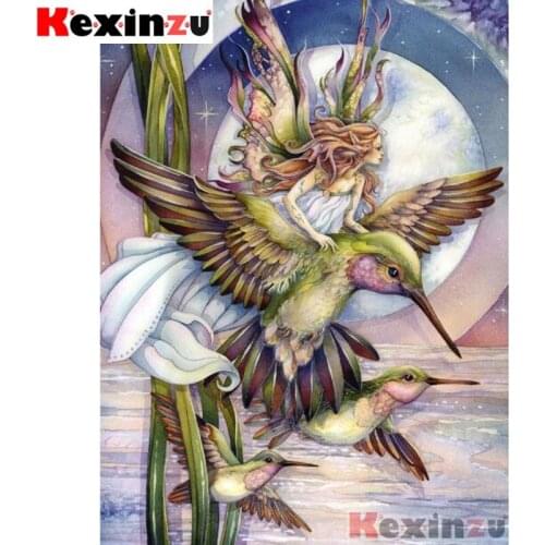 New product Full 5D DIY Square/Round Drill Diamond Painting "Flying bird woman" 3d Diamond Embroidery Cross Stitch Decor Gift K