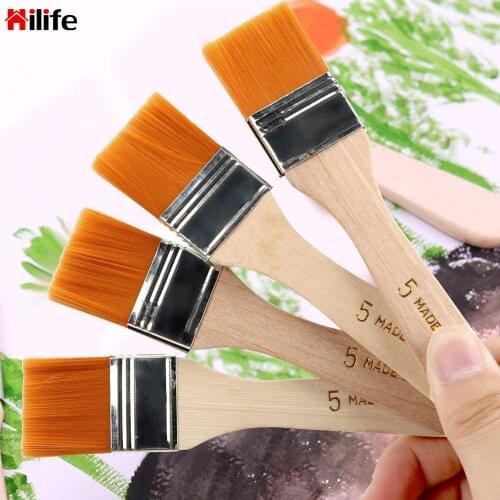 Nylon Oil Paint Brush 4Pcs/Set Wood Handles Watercolor Paint Drawing Hair Painting Brush Art Supplies
