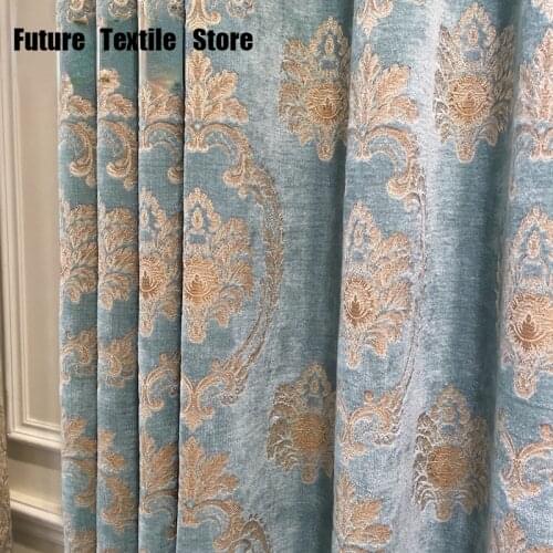 New High-end European Curtain Chenille Jacquard Thickening Shading Study Floor-to-ceiling Windows Bedroom Living Room Curtains