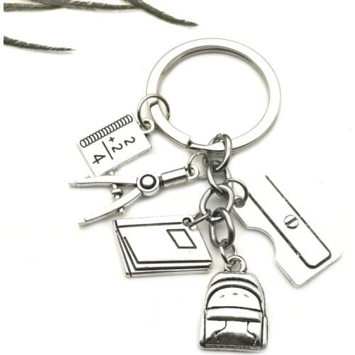 New Graduation Commemorative Keychain School Bag, Ruler, Keychain, Book Graduation Commemorative Keychain Jewelry DIY Handmade
