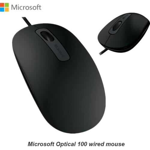 Original Microsoft Optical 100 Wired Mouse USB 2.0 Fashion Office Smart 1000DPI for Laptop Bluetrack Technology Silent Mouse