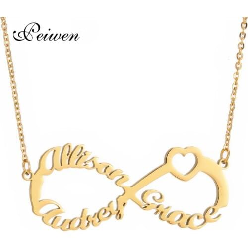 Personalized Custom Name Necklace Stainless Steel Chain Infinity Heart Nameplate Necklaces Couple Love Jewelry Bff Sister Gift