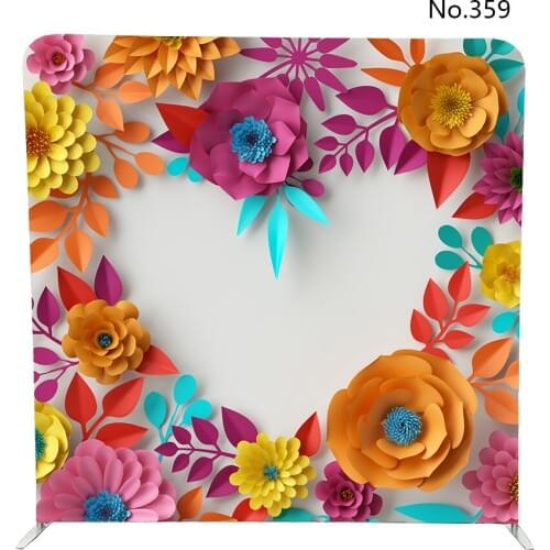 Accept custom No.359 colorful paper flowers in heart fabric pillowcase backdrop for spring summer
