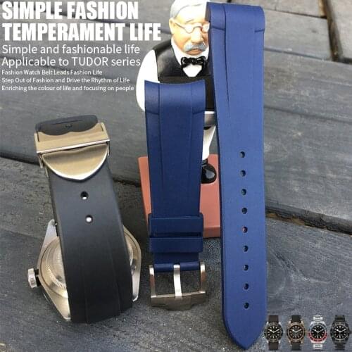 22mm New Style Rubber Silicone Watch Strap Black Blue Green Watchband Suitable for Tudor Black Bay Series Watch Accessories