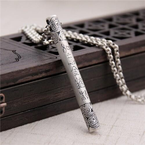 S990 Sterling Silver Retro Pendant Sun Wukong Ruyi Jingu Bang Monkey King Bar Thai Silver Pendant Men And Women