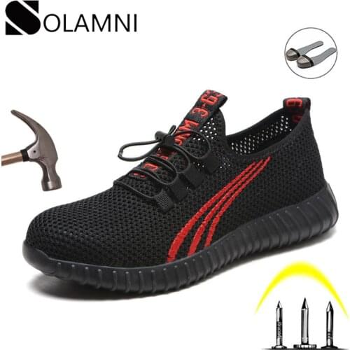 Steel Toe Indestructible Mens Work Shoes Women Summer Light Safety Shoes Male Casual Breathable Mesh Sneakers Construction Shoes