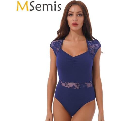 Adult Ballet Dance Leotard 2021 New Arrival Lace Patchwork Team Gymnastics Training Dancing Wear Elegant Ballet Bodysuit Clothes