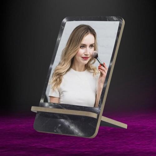 Make Up Mirror Simple Unisex Wooden Desktop Portable Creativity Cosmetic Decorative Mirror, black Marble Pattern 22x14 cm Mirror