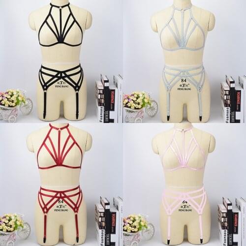 Women Rave Body Harness Belt Sexy Gothic Suspenders Garters 90s Bondage Harness Lingerie Goth Wedding Leg Garters Bodysuit