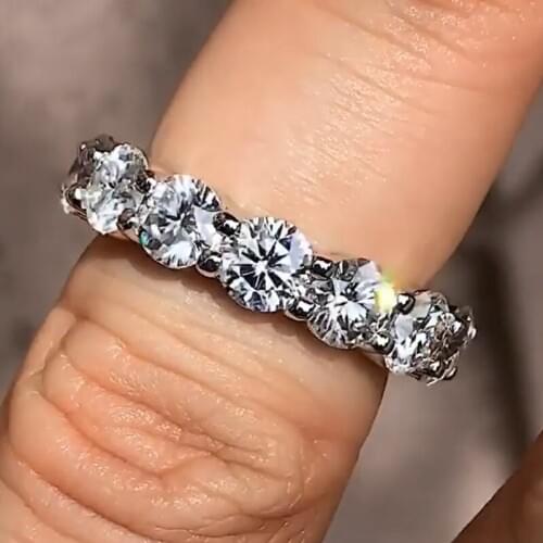 Choucong Eternity Promise Finger Ring 925 sterling Silver 4mm AAAAA Sona cz Engagement Band Rings For Women Wedding Jewelry Gift