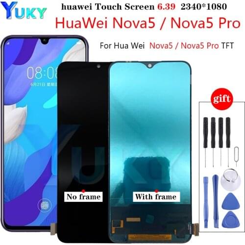 TFT Display For Huawei Nova 5 / 5 Pro LCD Display Touch Screen Digitizer Assembly For 6.39" Huawei Nova5 Pro LCD Replacement