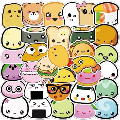 10/30/50PCS Cute Sushi Emoticon Graffiti Sticker Aesthetics Water Bottle Laptop Guitar Phone Office Waterproof Sticker Decal Toy