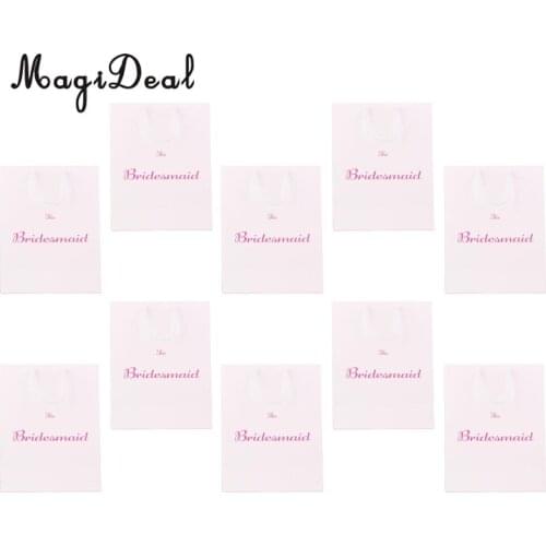 10pcs Large The Bridesmaid Wedding Party Paper Gift Favour Bag Handle White Wedding Bride Groom Novelty Accessories
