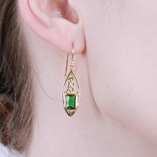 925 Sterling Silver Emerald Cubic Zirconia Irish Celtics Knot Wedding Bridal Earring for Women Gifts 10pcs Lots Wholesale