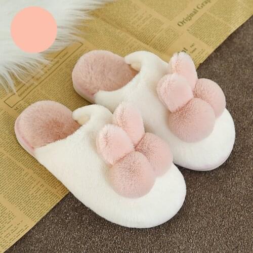 2020 new winter fluffy cotton slippers female rabbit cute indoor non-slip plush warm and comfortable couple male home slippers