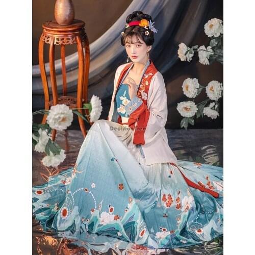 2021 ancient traditional chinese woman elegant hanfu dress fairy stage folk dance costume song dynasty hanfu princess dress