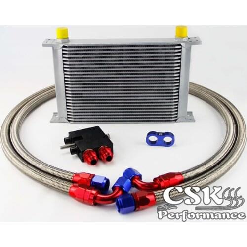 25 Row 248mm AN10 British Oil Cooler Kit Fits For BMW N54 Engine Twin Turbo 135i E82 335i E90 E92 E93 Silver