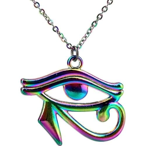 20" Rainbow Color Egyptian Eye of Horus Ra Amulet Pendant Charms Necklace Beauty Gift