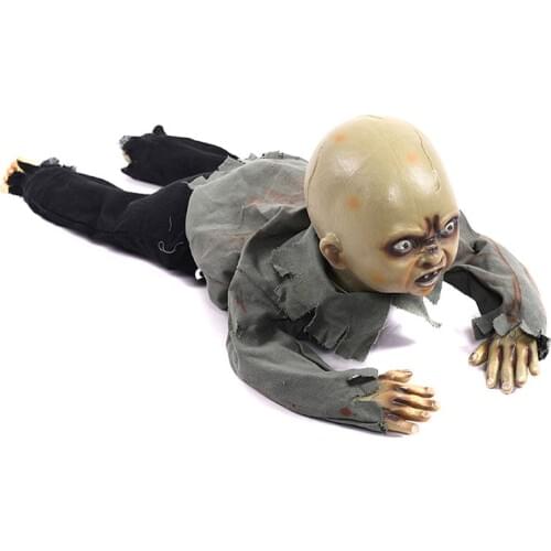 Animated Crawling Baby Zombie Scary Ghost Babies Doll Haunted Halloween Decor Props Supplies X7YD
