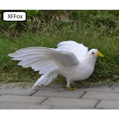 White real life pigeon model foam&feather big wings dove bird doll about 30x50cm xf0039