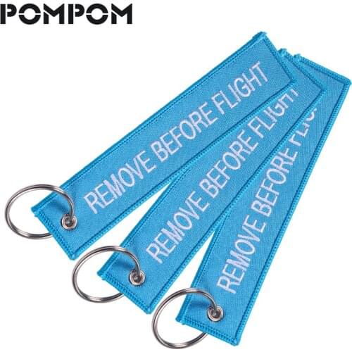3 PCS/LOT Remove Before Flight Embroidery Key Chains For Aviation Gifts Stitch Highlight Keychains Keyring llaveros lote Jewelry