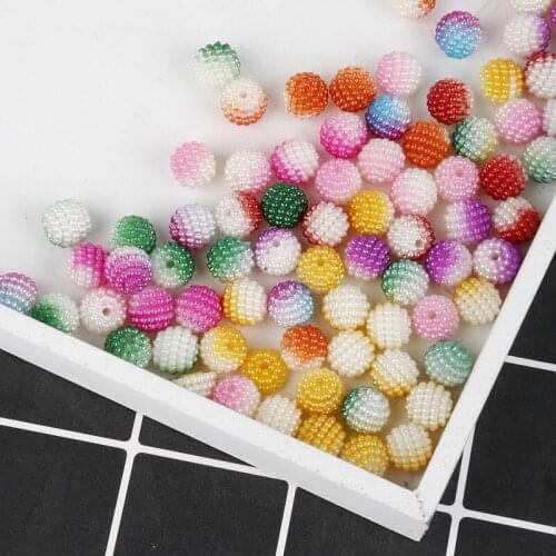 50pcs Multicolor Plastic ABS Bead Ombre Imitation Pearl Beads Waxberry Bayberry Ball Bead DIY Craft Clothing Decoration Ornament