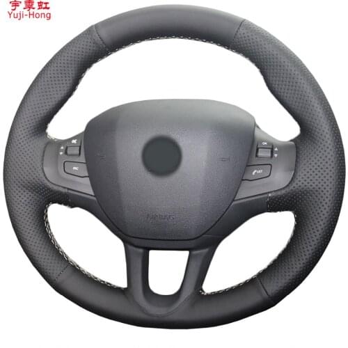 Yuji-Hong Artificial Leather Car Steering Covers Case for Peugeot 2008 2014 Auto Wheel Hand-stitched Cover