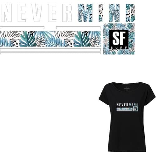 Cosbill Fashion Summer Heat Transfer Applique Green Style Letter Iron On patches For Clothing Adult T-shirt Washable Patch Y-209