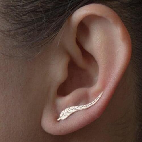 Coxeer 1 Pair Alloy Earrings Leaf Shape Creative Fashion Pierced Earrings Retro Earrings For Women Ladies Jewelry Accessories