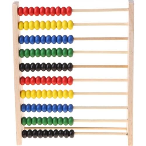 Wooden Abacus 10-row Colorful Beads Counting Kid Maths Learning educational toy