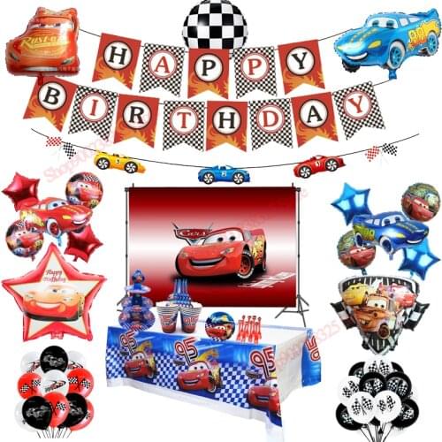 Disney Cars Birthday Party Decorations Kids Lightning McQueen Backdrop Paper Cup Plate Baby Shower Disposable Tableware Supplies