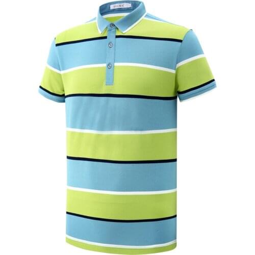 G8508 New Yarn Dyed Style Sports T-Shirt With Polo Collar Cotton Viscose Spandex Short Sleeve Button Fly Wear From Size S To 3XL