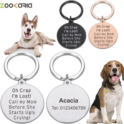 Personalized Dog ID Tags Engraved Stainless Steel Cat Dog Puppy Pet Id Name Collar Tag Pendant Pet Accessories Pendant Supplies