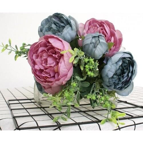 Artificial Silk Peony Flower Bouquet Family Party Living Room Fake flower Wreath For Home Decoration Wedding Decoration Wall