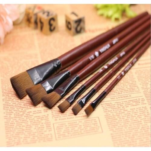 6PCS nylon Painting Brushes Art Brown Nylon Paint Brushes for Acrylic painting brushes for artists