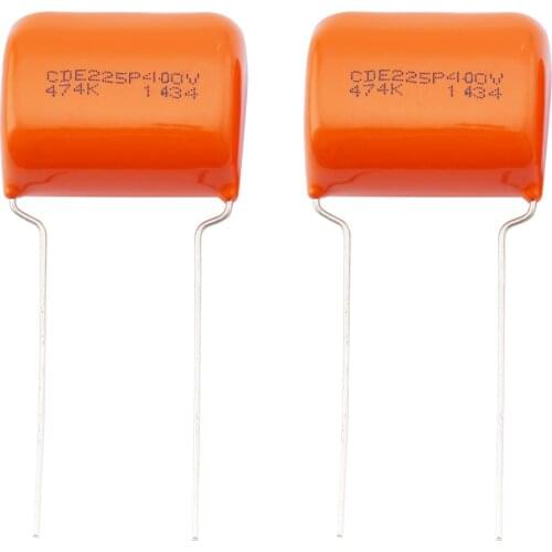 CDE Sprague Orange Drop Capacitors Tone Caps Polyester Film .47uF 225P 474K 400V for Guitar or Bass (Set of 2)