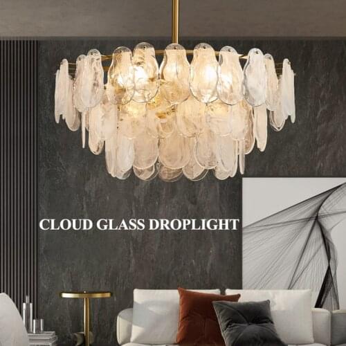 Modern Luxury 2 Layers Glass Led Pendant Lights Gold Copper Round Rod Hanging Lamp Living Room Lustre Lamparas Luminrais Fixture