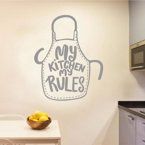 My Kitchen Rules Apron Silhouette Wall Vinyl Sticker Wall Decal Kitchen Decoration Removable A001799