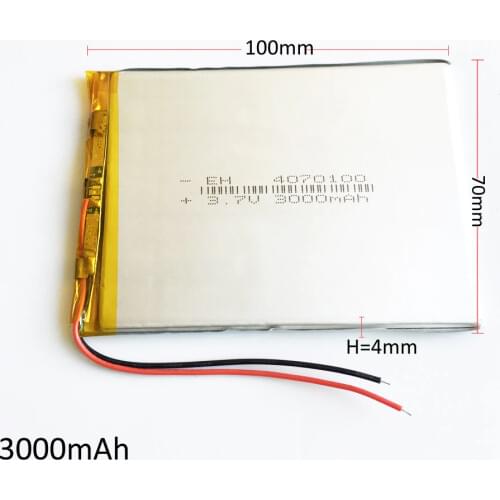 3.7V 3000mAh Lithium Polymer LiPo Rechargeable Battery Lion cells For MID 7 inch Tablet PC Laptop Power bank 4070100 4*70*100mm