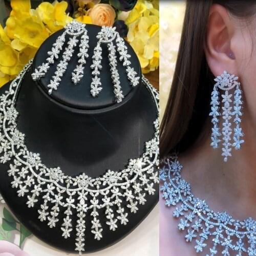 Missvikki New Luxury Flexible Feather Jewelry Set Earrings Necklace Bangle Ring 4 PCS Women Wedding Jewelry 2021 Trendy HOT