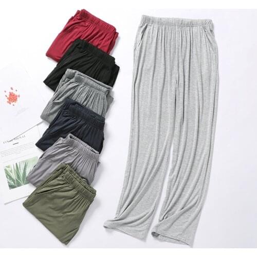 Men Pajama Pants Plus Size Nightwear Solid Modal Soft Trousers Casual Loose Male Sleep Bottom Spring And Summer Home Wear Pants