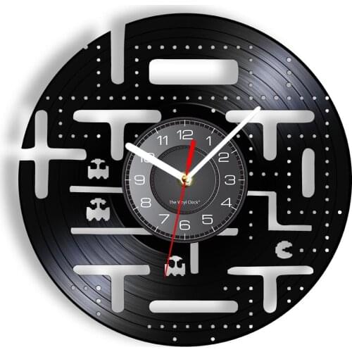 Arcade Game Wall Clock 7-Color Lights Vinyl Record Video Home Decor Vintage Creative And Antique Style Ultra-Quiet Led Watch