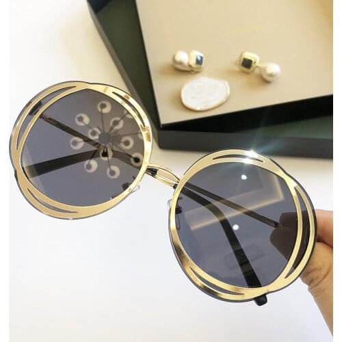 2020 New Metal Flower Round Sunglasses Female Big Frame European Fashion Personality Glasses Thin Face Trend Sunglasses UV400