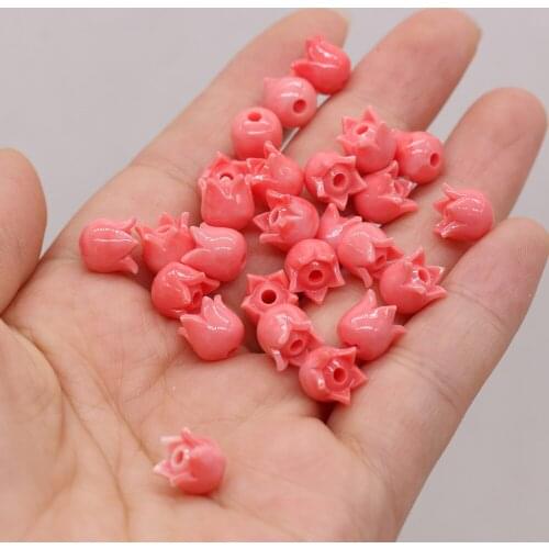 2021 New Red Coral Through Hole Loose Bead Flower Bone Shaped Handmade Crafts DIY Necklace Bracelet Earring Jewelry Bead Making